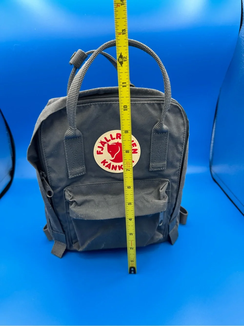 Fjallraven Kanken Mini Backpack - Grey with Red Logo